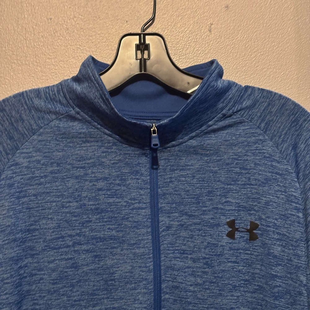 Men’s Under Armour Blue and White Heathered Half Zip Pullover - Picture 3 of 6